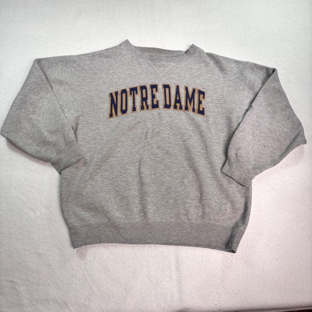 Vintage Notre Dame Fighting Irish Embroidered Crewneck Sweatshirt Gray Mens L
